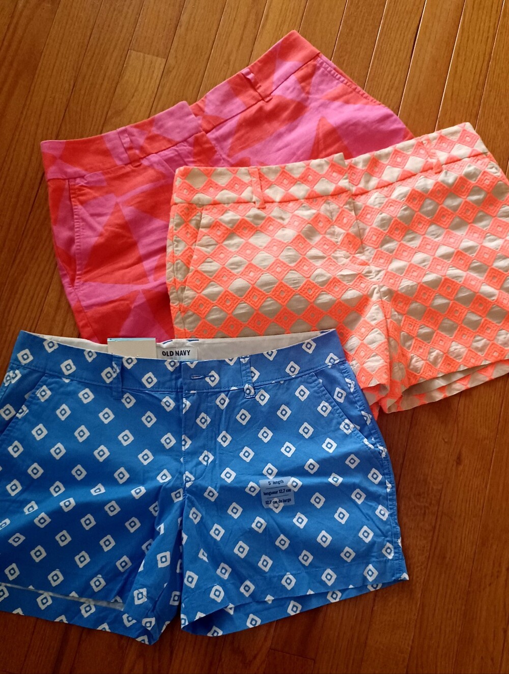 Old Navy And Loft Trio: Blue, Coral-Pink, and Pink Pattern Women's Shorts